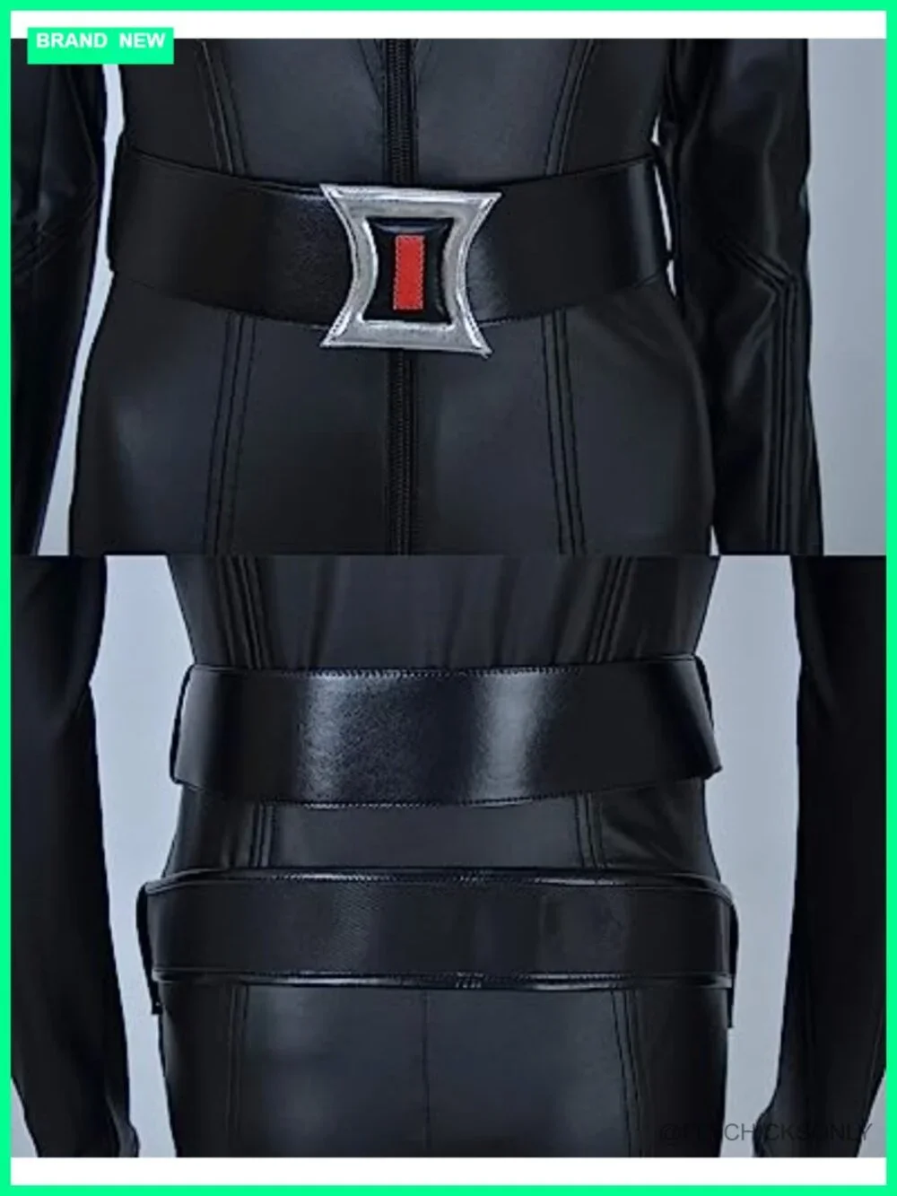 Widow Cosplay Jumpsuit Bodysuit with Belt Holster Gloves Faux Leather Adult